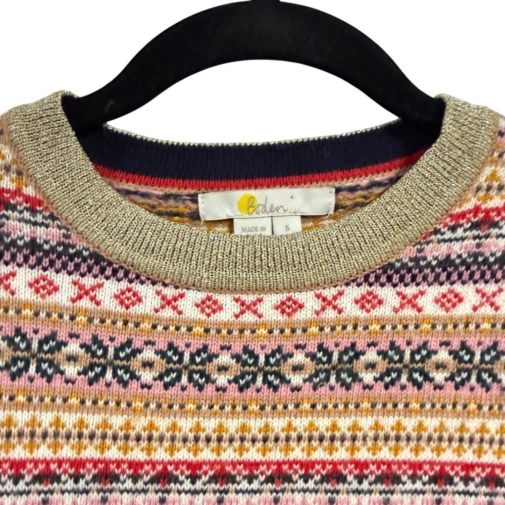 Boden Louise Fair Isle Sweater with Gold Trim Size S - Picture 3 of 10